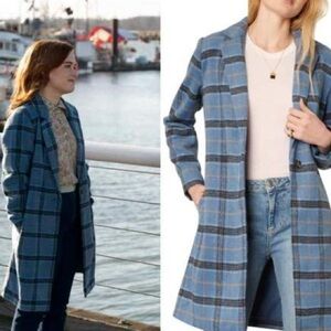 Cupcakes and Cashmere Robyn Blue Plaid Wool Coat